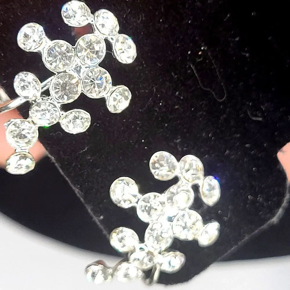 Vintage Screw Back Lever Back Rhinestone Huggie Clip On Earrings 1in